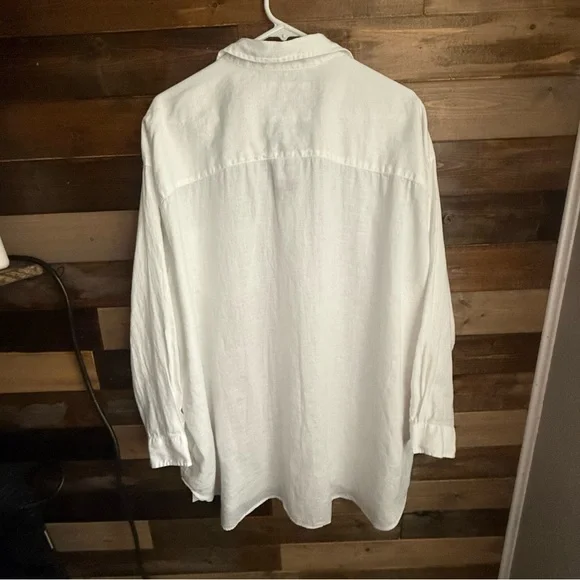 Frank & Eileen Women’s OS Mackenzie Italian Linen Button Up Top White Relaxed - Picture 6 of 9